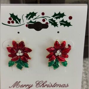 Festive Poinsettia Earrings Christmas